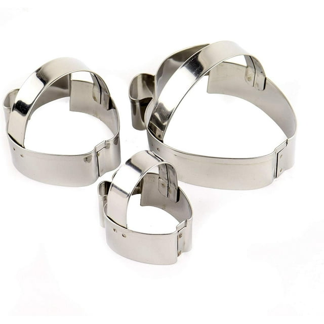 O'Creme Stainless Steel Apple-Shaped Cookie Cutters with Handle, Set of Three: 1-3/8 Inch, 2 Inch and 2-5/8 Inch