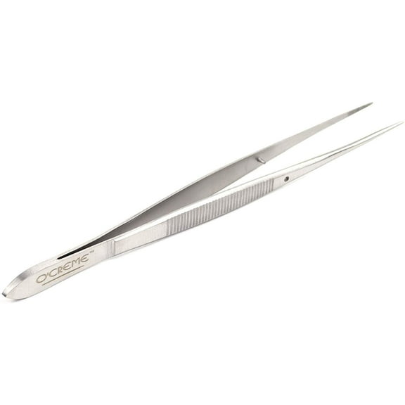 O'Creme Stainless Steel Precision Kitchen Tweezer Tongs 6.25" with Fine Tip Silver