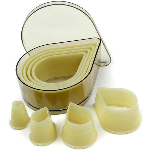 O'Creme Teardrop-Shaped Heat-Resistant Plastic Cutter in Eight Sizes, One of Each