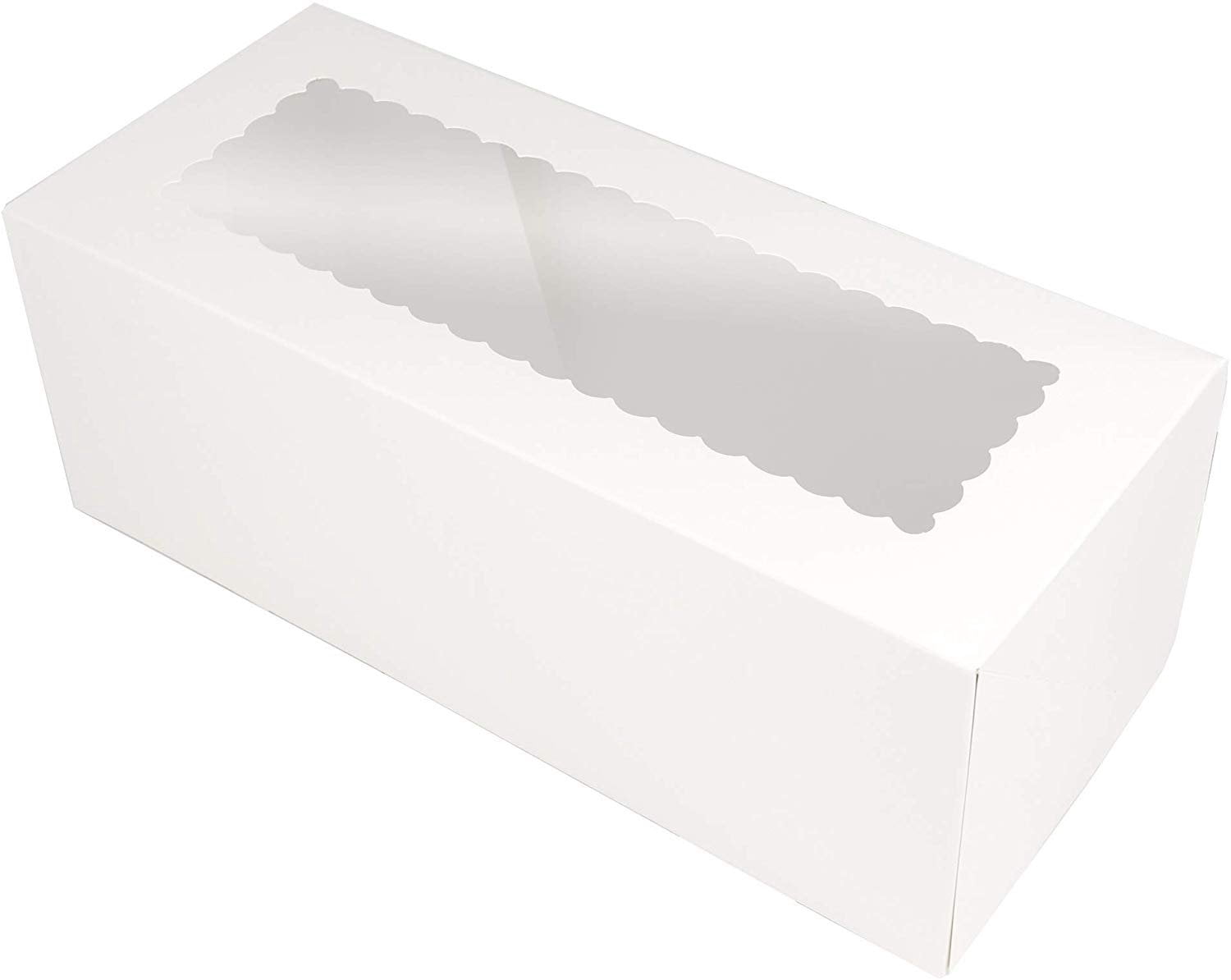 Cream Rectangular Box O'Creme White Rectangular Cake Box 14.5x5x3 Inch with Scalloped Window ...