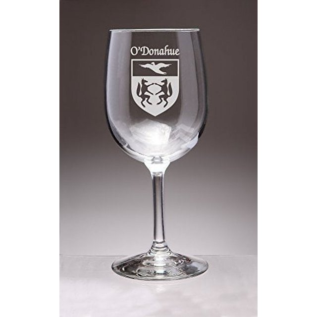 O'Donahue Irish Coat of Arms Wine Glasses Set of 4 (Sand Etched
