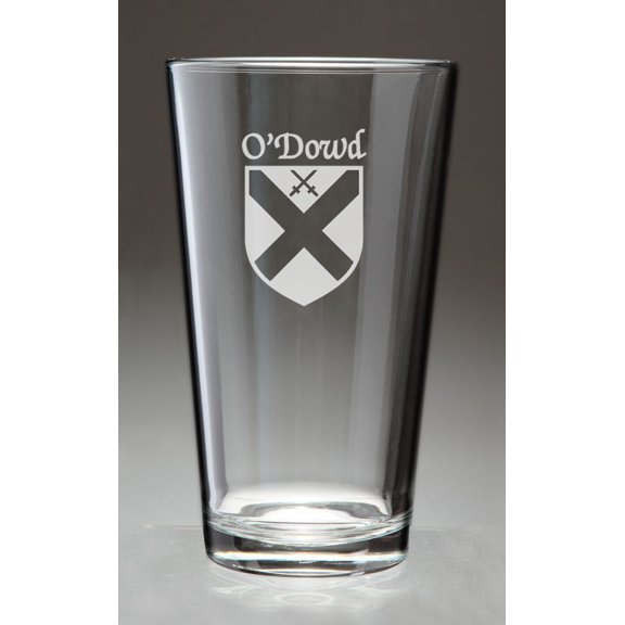 O'Dowd Irish Coat of Arms Pint Glasses - Set of 4 (Sand Etched)