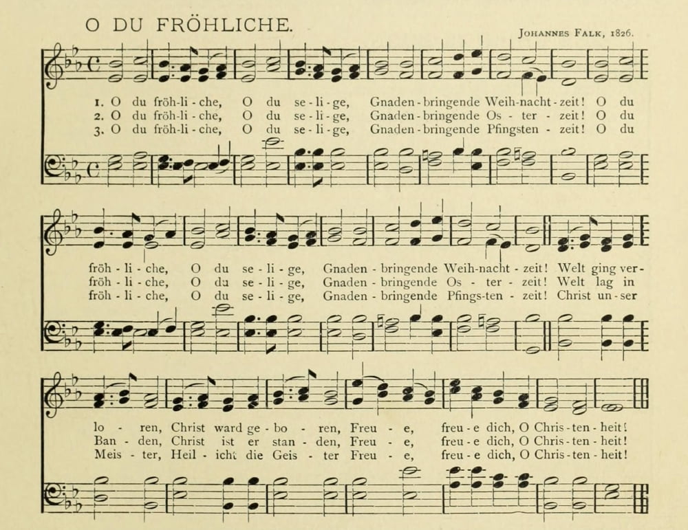 O Du Frohliche Christmas in Song 1891 Canvas Art -  (24 x 36)