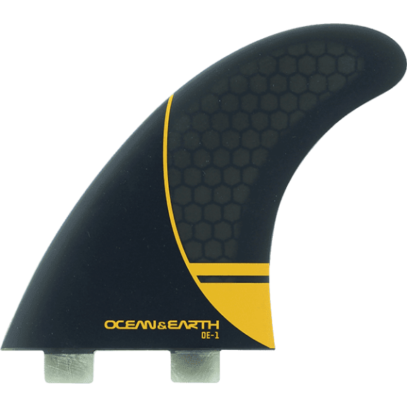 Ocean & Earth Oe-1 Whip Thruster Dual Tab Large Surfboard Fins Black / Orange (Set of 3)