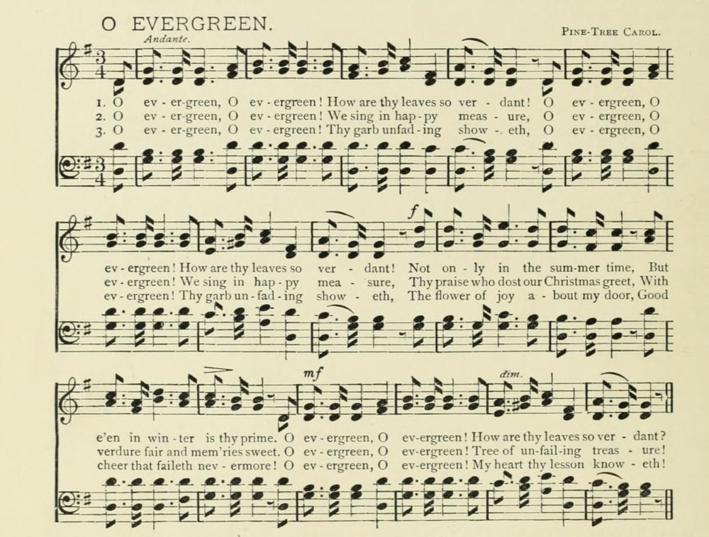 O Evergreen Christmas in Song 1891 Canvas Art - (24 x 36)