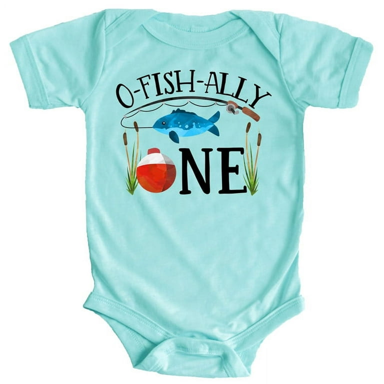 Olive Loves Apple O-fish-ally- One Boys 1st Birthday Bodysuit for Baby Boys Fishing First Birthday Outfit Chill Bodysuit, Infant Boy's, Size: 12