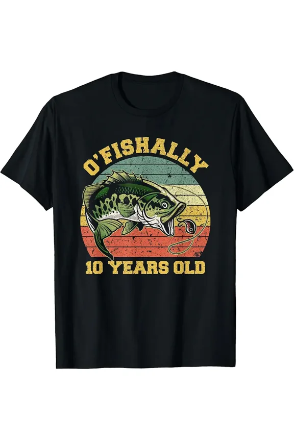O'Fishally 10 Years Old Fishing Birthday Theme Party 10th T-Shirt