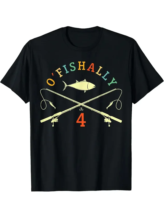 O-Fishally 4 Years Old Fisherman 4th Birthday Fishing T-Shirt