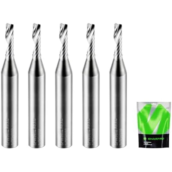 O Flute Upcut Spiral Router Bits 1/4 Inch Shank 1/8 Inch Dia. Carbide ...