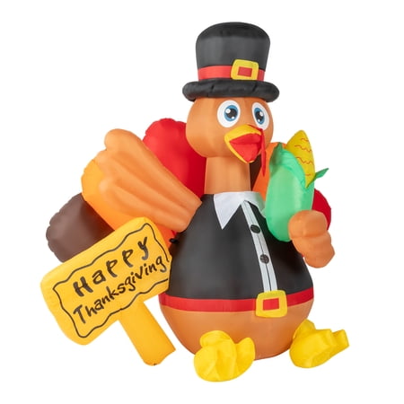 O'Force Festive 5ft LED Light Turkey with Corn Garden Decoration - 7pcs LED Lights Included
