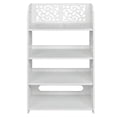 thumbnail image 1 of O’Force Modern Wood Plastic Board Carved Shoe Rack Shelf Space Saving Display Stand, Free Standing Shoes Storage Tower Organizer, White for Home Living Room Hallway Office, 1 of 2