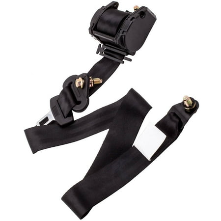 O'Force Universal 3 P0INT Adjustable Retractable Belts Fits Trucks, Forklifts, Buses, Karts and RV Car Rear Seat, Black