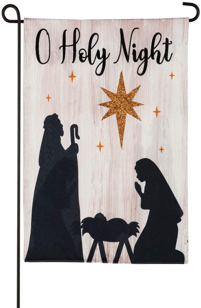 O Holy Night Garden Flag 2 Sided Nativity Silhouette