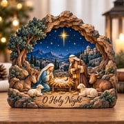 O Holy Night Nativity Wooden Home Decor, Bethlehem Manger Scene, Christian Christmas Decor, Holy Family Display, Christian Christmas Gift