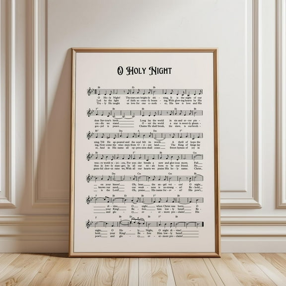O Holy Night Winter Festive Sheet Music Poster, Classic Winter Festive Wall Art, Vintage Winter Festive Carol Poster Poster Decor, Unframed Poster Size 8x12 F03.1.14l1685