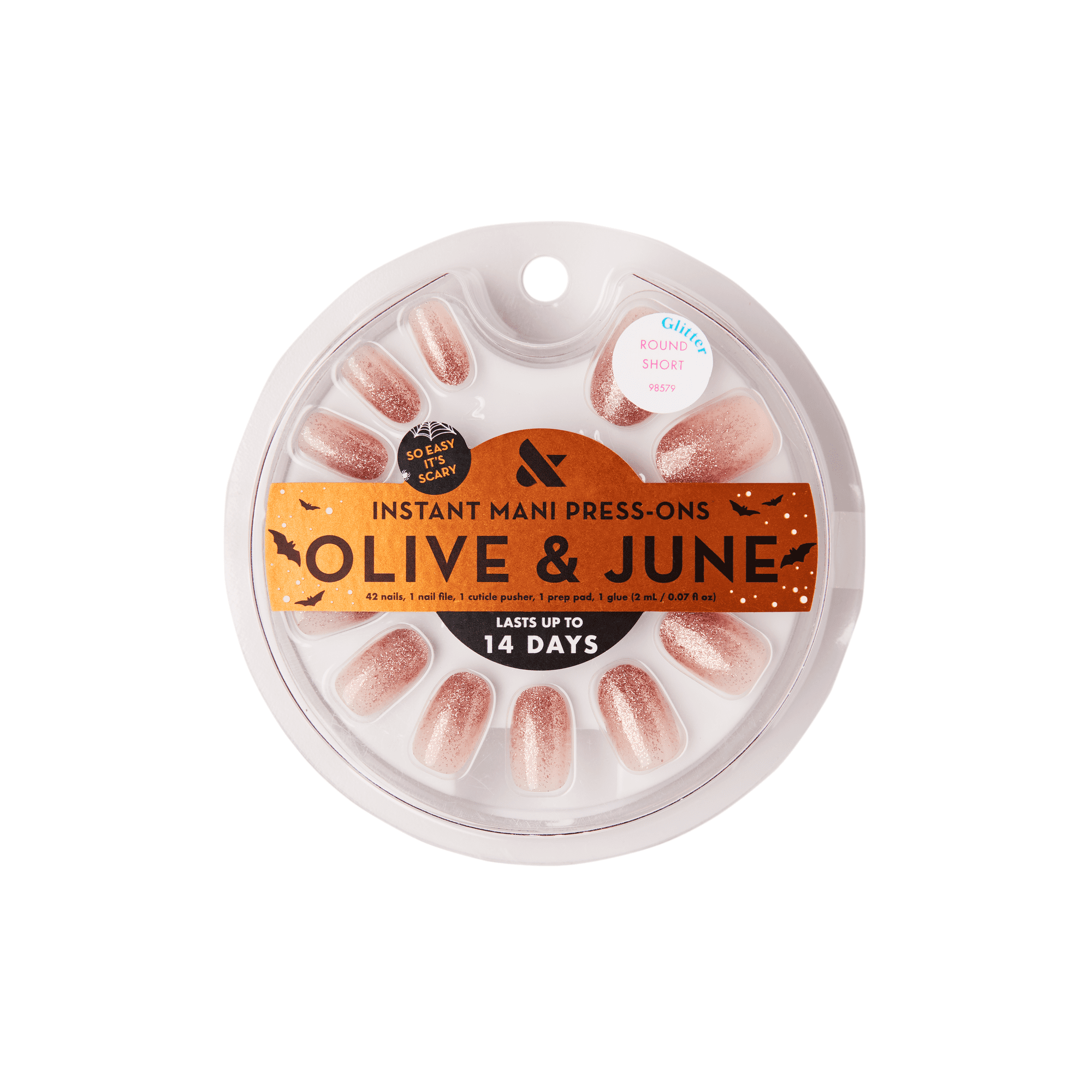 Olive & June Instant Mani Short Round Press-on Nails, Mystical Glitter, 42 Pieces