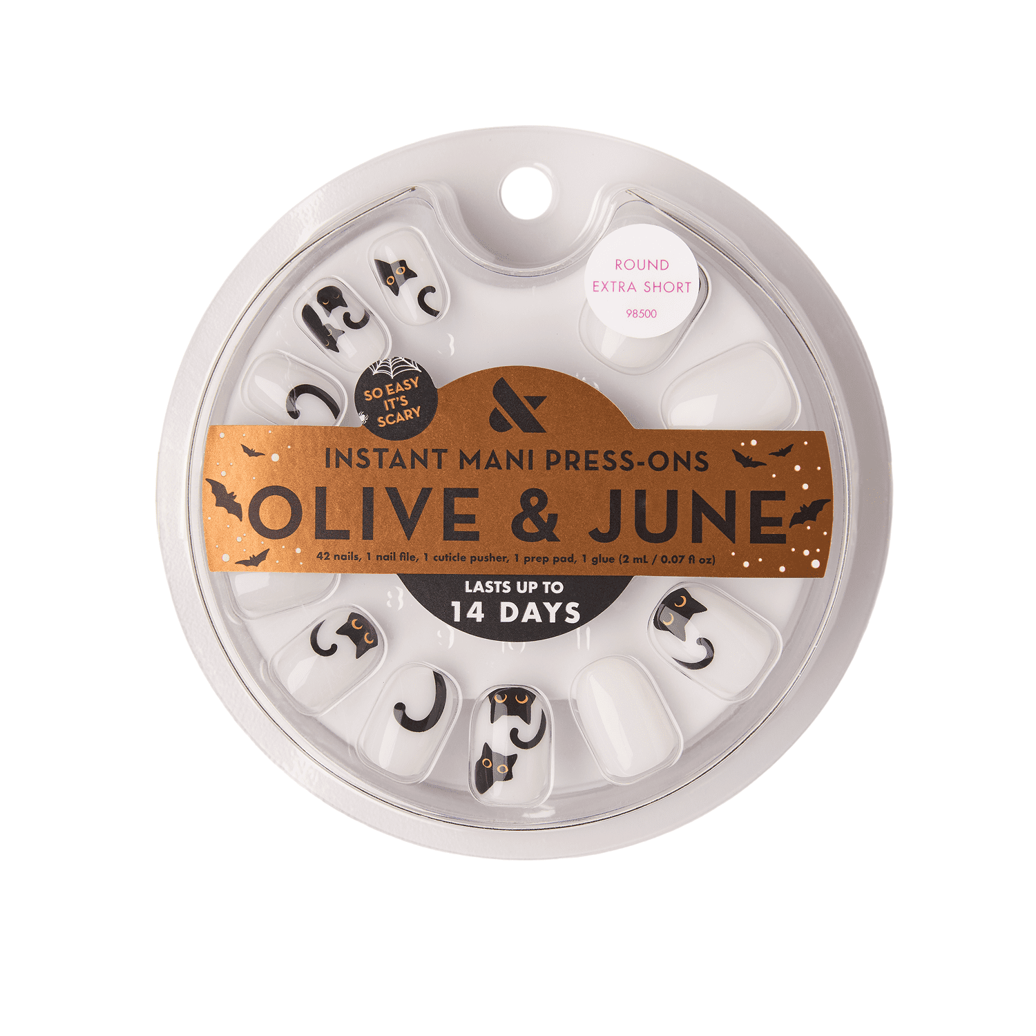 Olive & June Instant Mani Extra Short Round Press-on Nails, It’s Purrfection, 42 Pieces