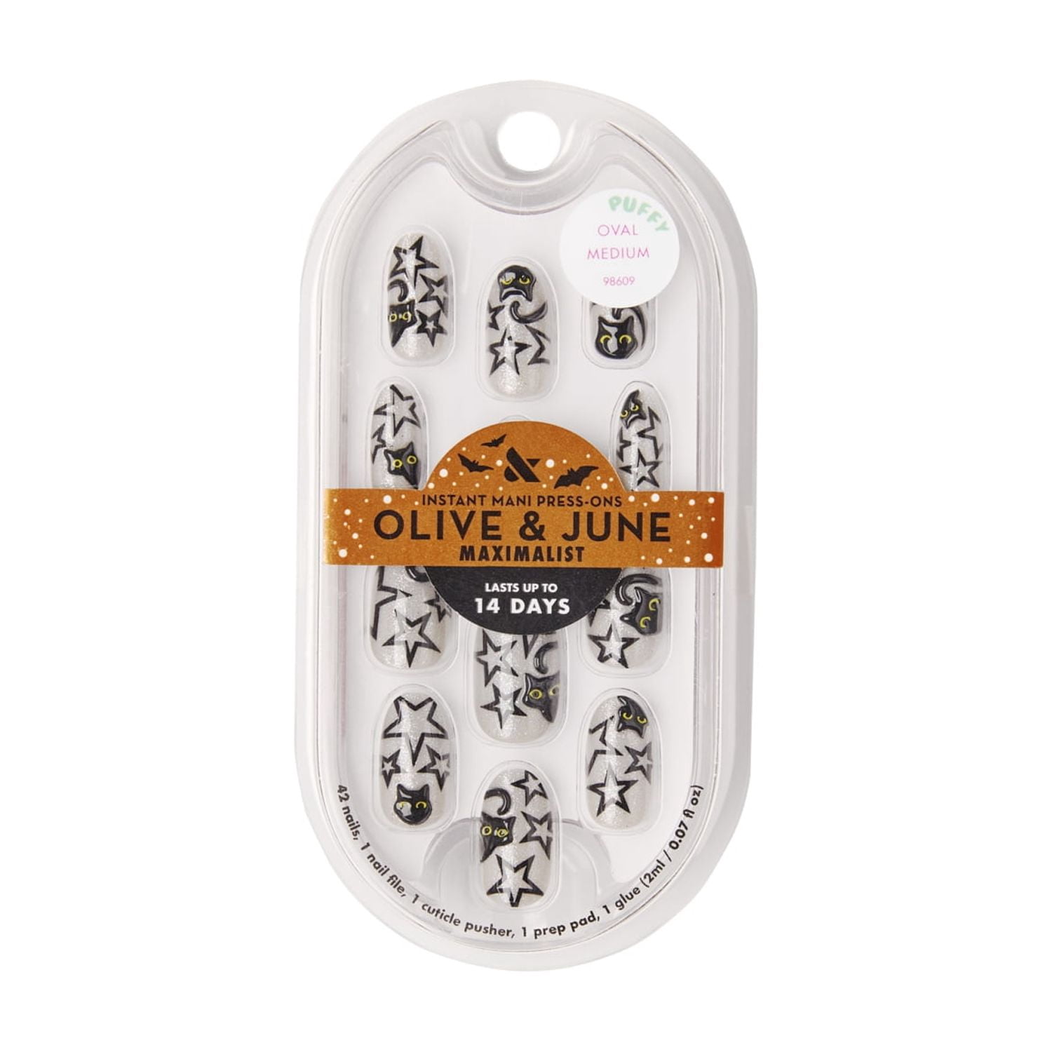 Olive & June Maximalist Medium Oval Press-on Nails, Starry Cats, 42 Pieces