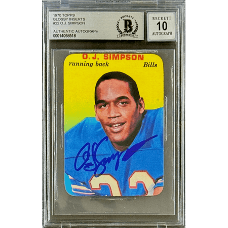O.J. Simpson Signed 1970 Topps Super Card #24 Beckett 14058518 Auto 10 Rookie