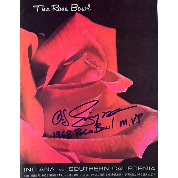 O.J. Simpson Signed Autographed 1968 The Rose Bowl Program JSA Indiana vs USC