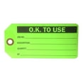 thumbnail image 1 of O.K. TO USE Information Tag, 6-1/8" x 3", Fluorescent Green Cardstock, Fiber Reinforced Hole, Plain - 100 Tags in Roll Dispenser, 1 of 2