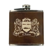 OKane Irish Coat of Arms Leather Flask - Rustic Brown