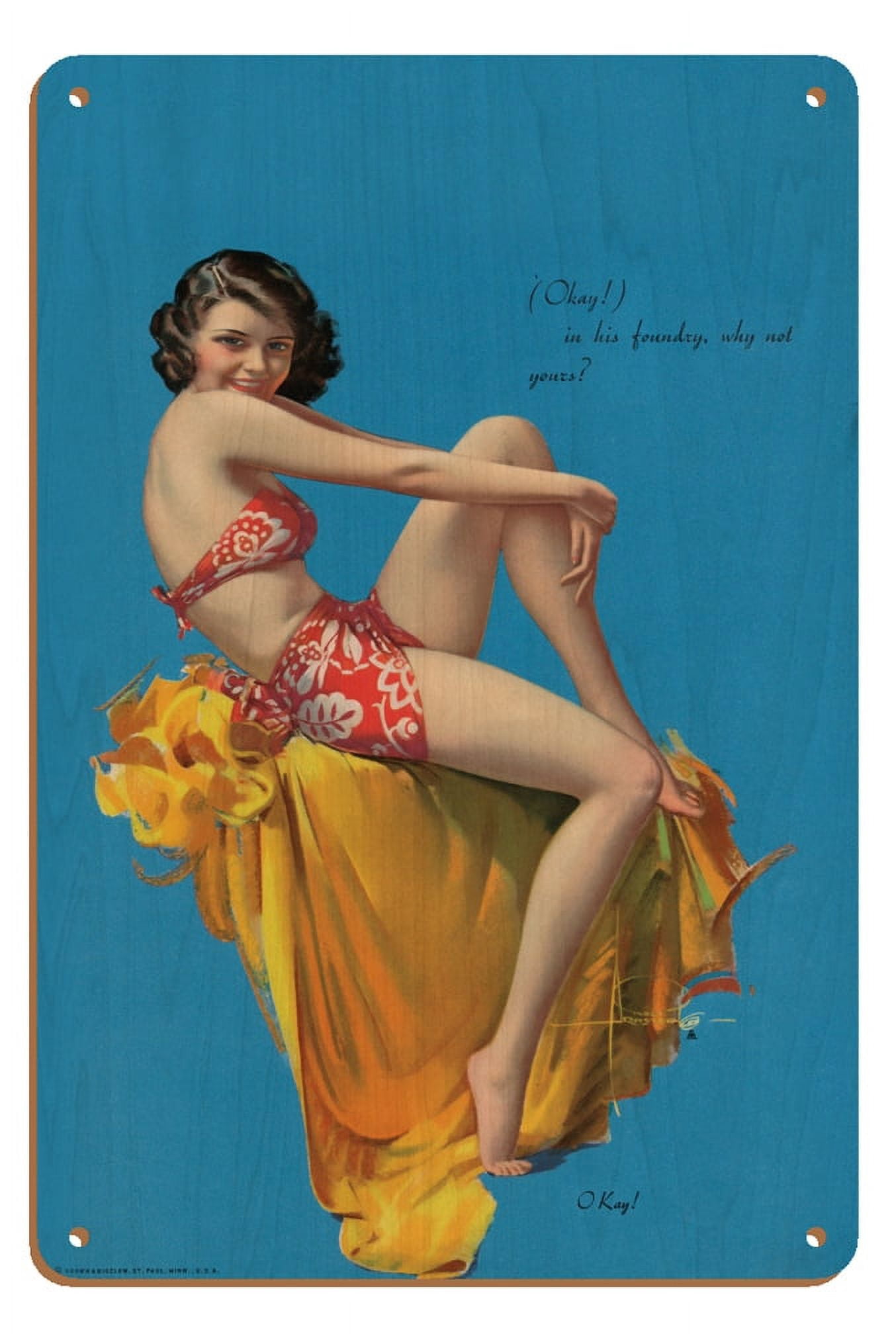 O Kay! - Hawaiian Pin Up Glamour Girl - Vintage Pin Up Girl Print