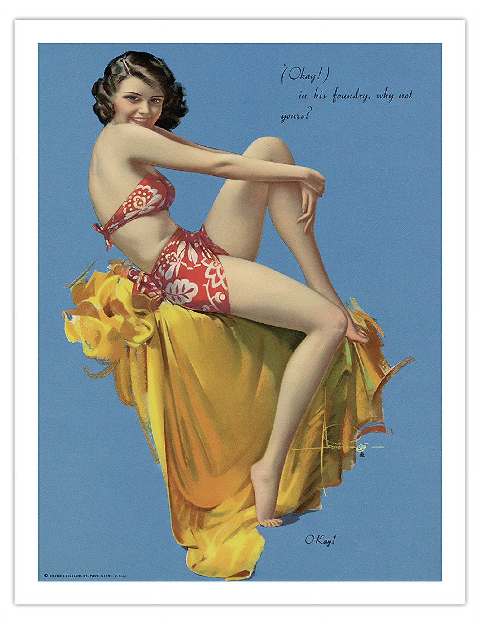 O Kay! - Hawaiian Pin Up Glamour Girl - Vintage Pin Up Girl Print