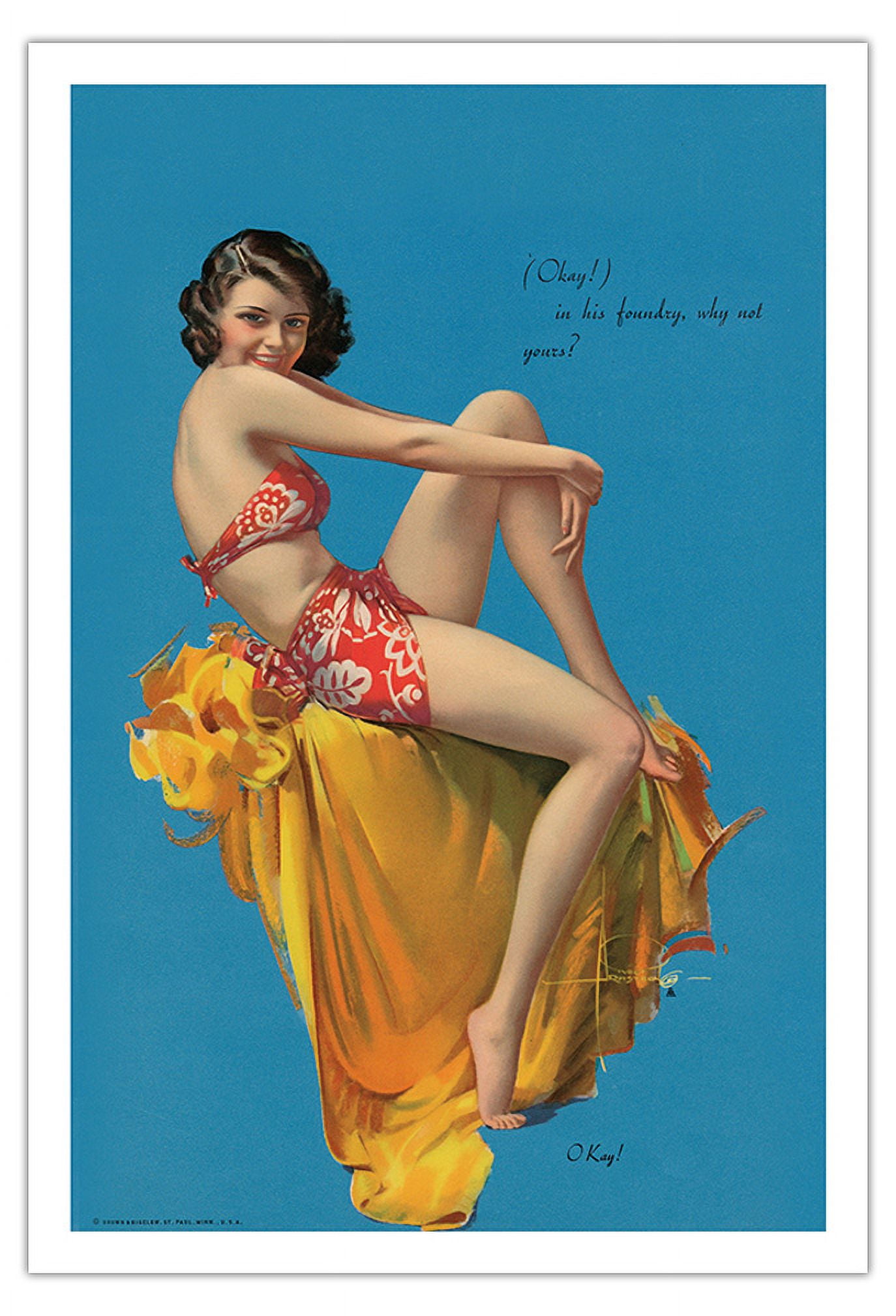 O Kay! - Hawaiian Pin Up Glamour Girl - Vintage Pin Up Girl Print