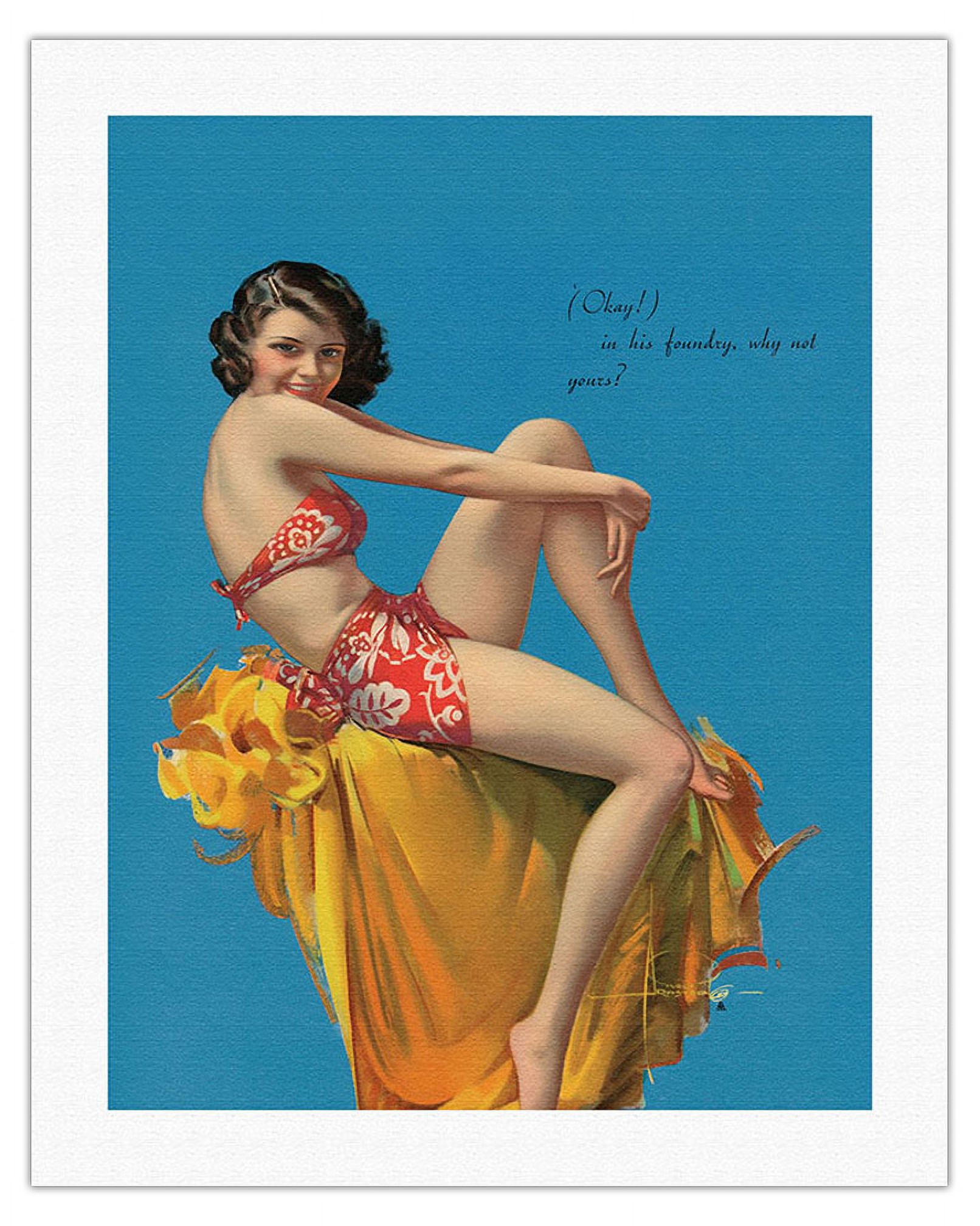 洋書 1960s GLAMOUR 20th Century Pin-Ups O Kay! - Hawaiian Pin Up Glamour Girl - Vintage Pin Up Girl Print