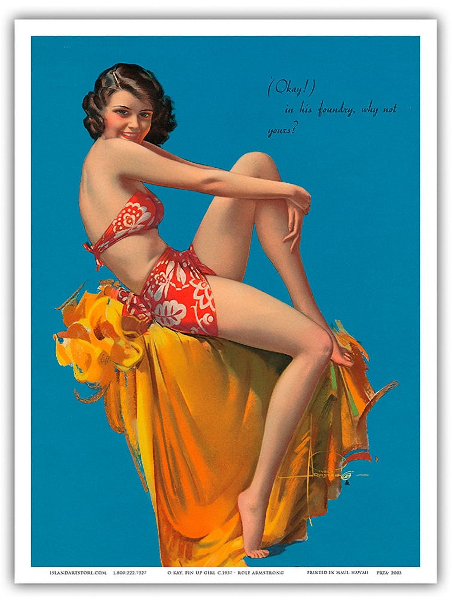 洋書 1960s GLAMOUR 20th Century Pin-Ups O Kay! - Hawaiian Pin Up Glamour Girl - Vintage Pin Up Girl Print