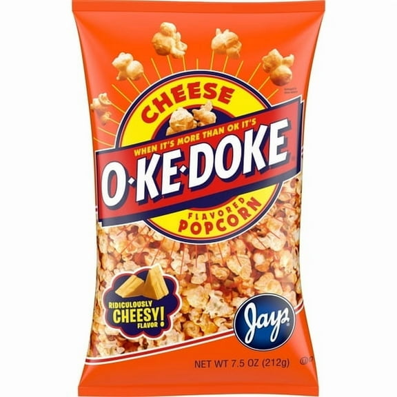O-Ke-Doke Popcorn, Cheese Popcorn, 7.5 oz Bag pack of 2