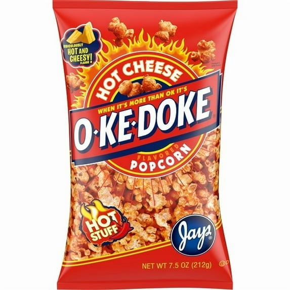 O-Ke-Doke Popcorn, Hot Stuff Cheese Popcorn, 7.5 oz Bag pack of 1