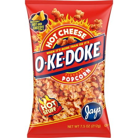 O-Ke-Doke Popcorn, Hot Stuff Cheese Popcorn, 7.5 oz Bag