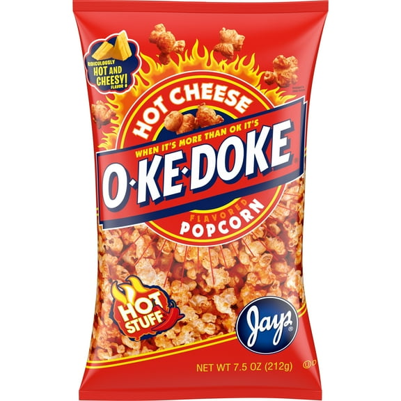 O-Ke-Doke Popcorn, Hot Stuff Cheese Popcorn, 7.5 oz Bag