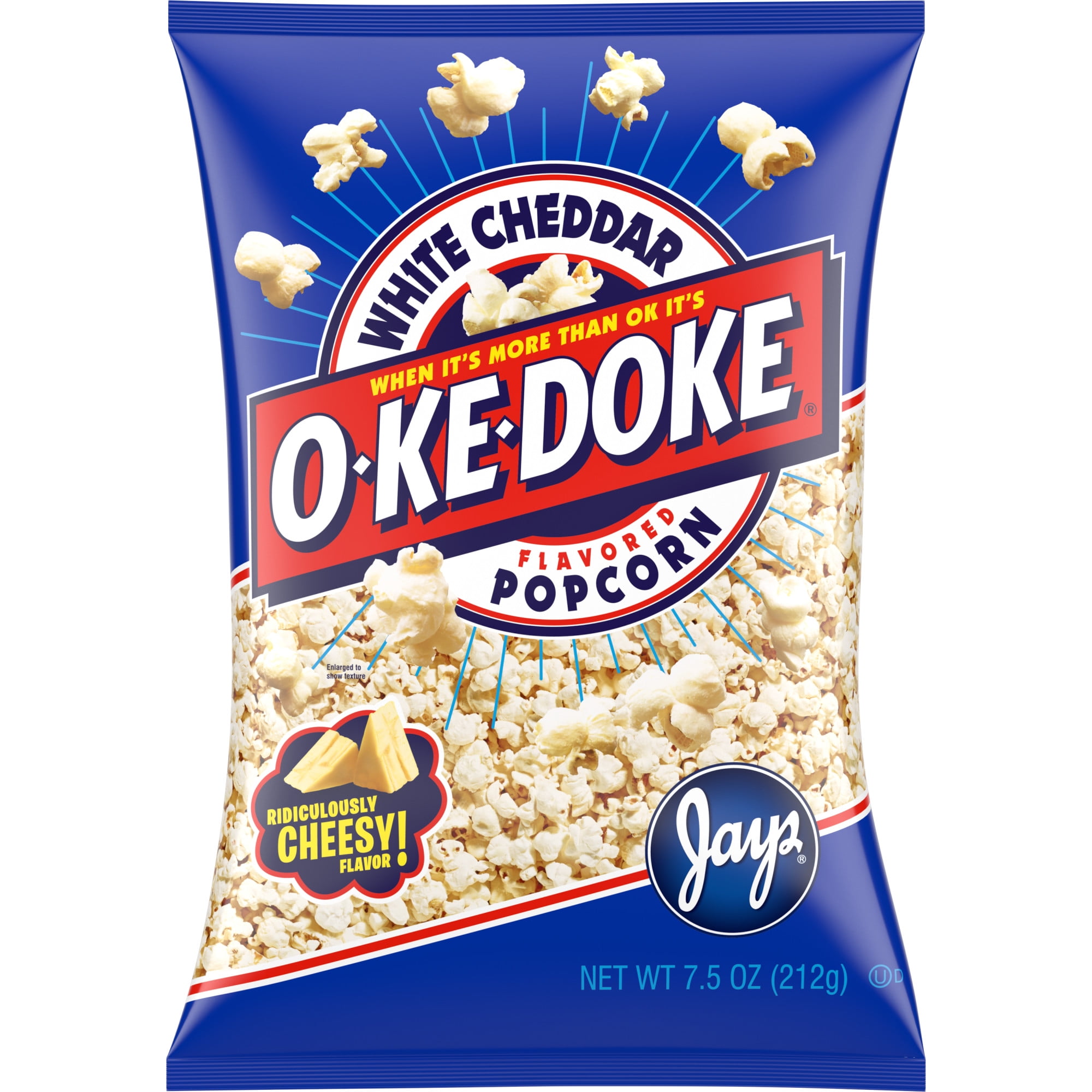 O-Ke-Doke Popcorn, White Cheddar Popcorn, 7.5 oz Bag