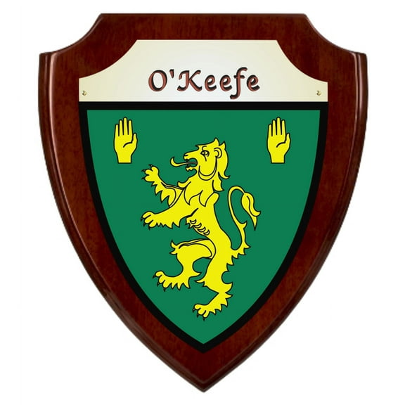 O'Keefe Irish Coat of Arms Shield Plaque - Rosewood Finish