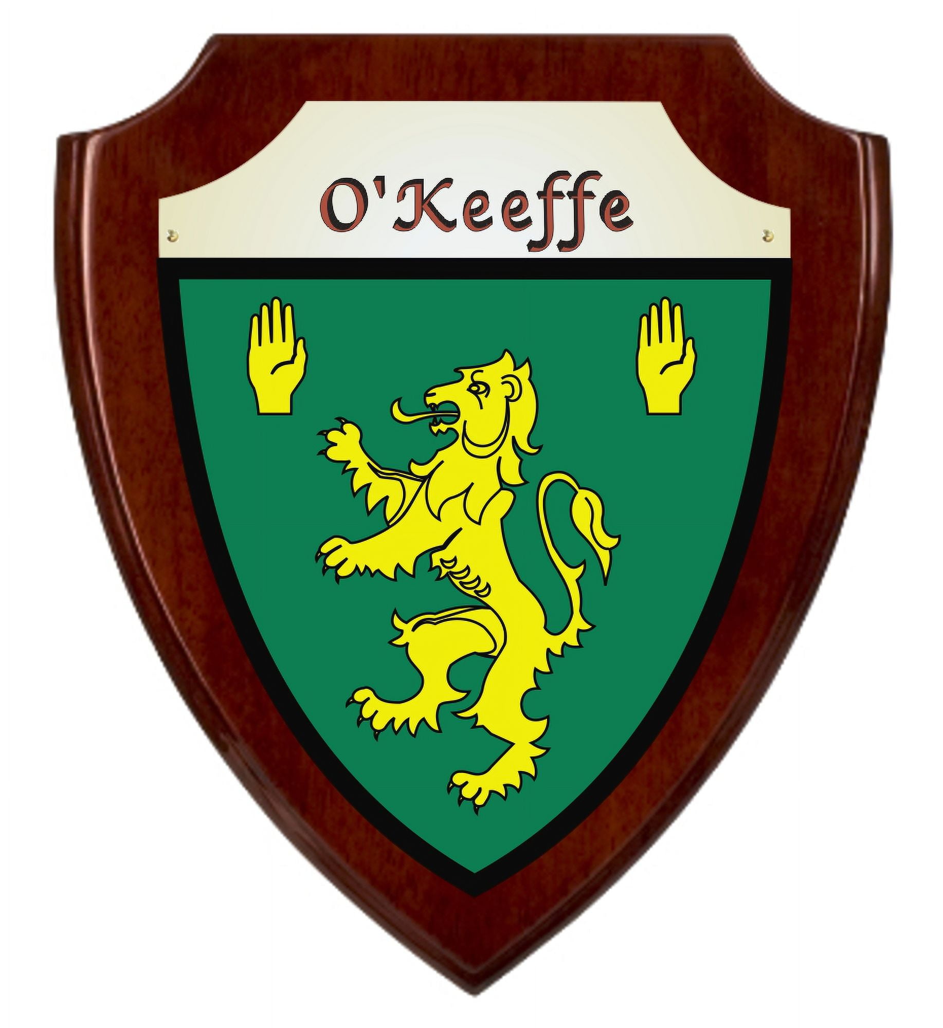 O'Keeffe Irish Coat of Arms Shield Plaque - Rosewood Finish - Walmart.com