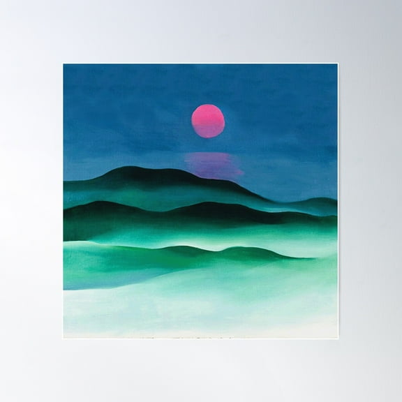 O'Keeffe Pink Moon Over Water 1924 Georgia O'Keeffe Poster Wall Art, Modern Wall Decor For Living Room Bedroom, 24x24 UNFRAMED