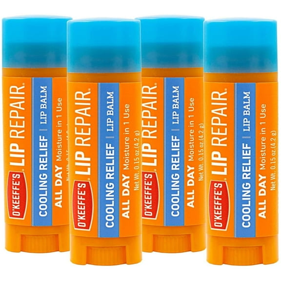 OKeeffes Lip Repair Cooling Relief Lip Balm, 0.15oz Sticks, 4 Pack