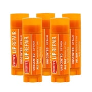 OKeeffes Unscented Lip Repair Lip Balm for Dry, Cracked Lips, Stick, Pack of 5