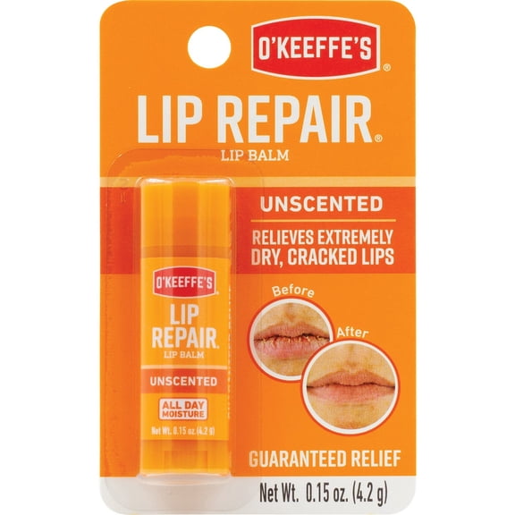 O'Keeffe's Unscented Lip Repair Lip Balm for Dry, Cracked Lips, Stick