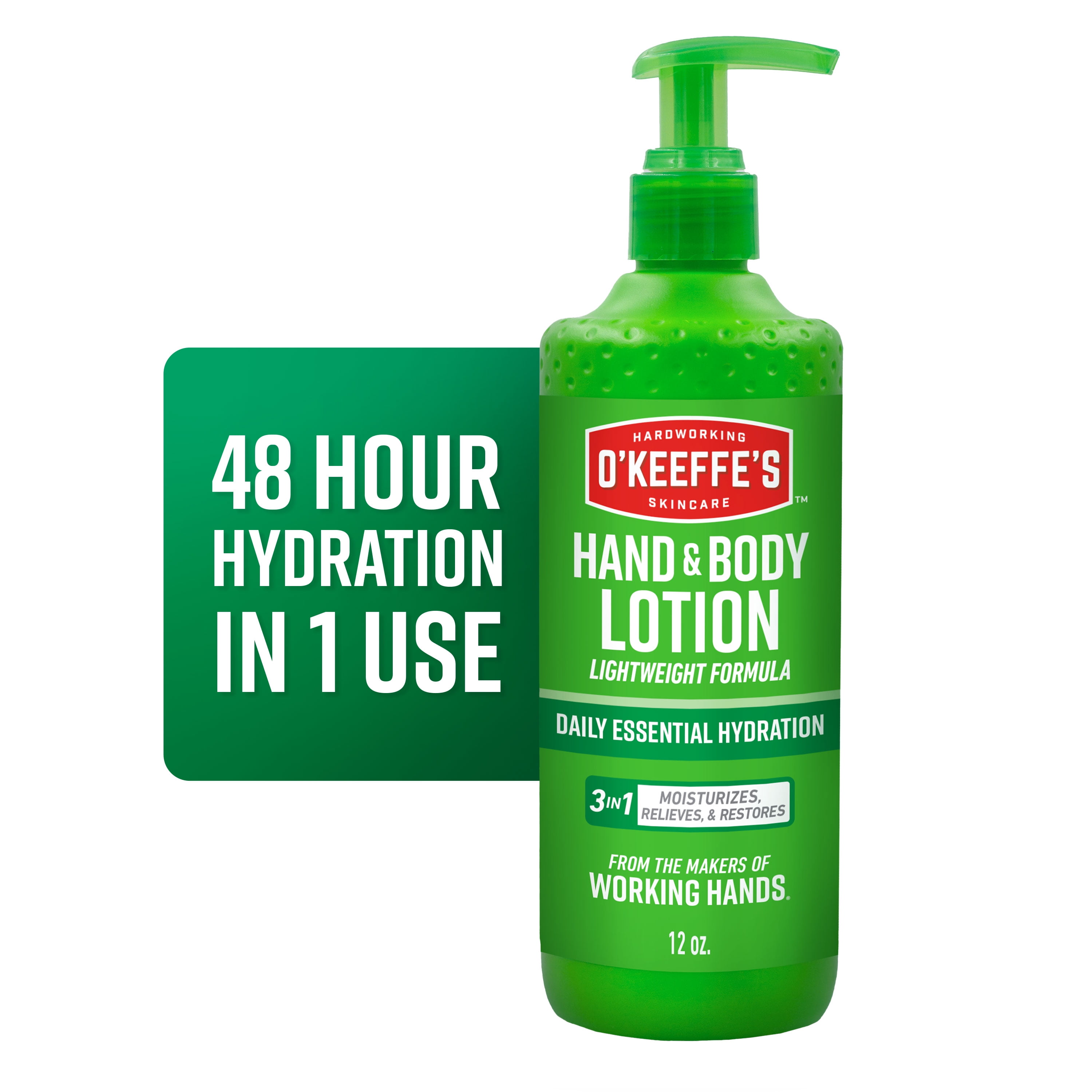 O'Keeffe's Working Hands Hand and Body Lotion, 12oz Pump, Heals & Relieves Extremely Dry Skin