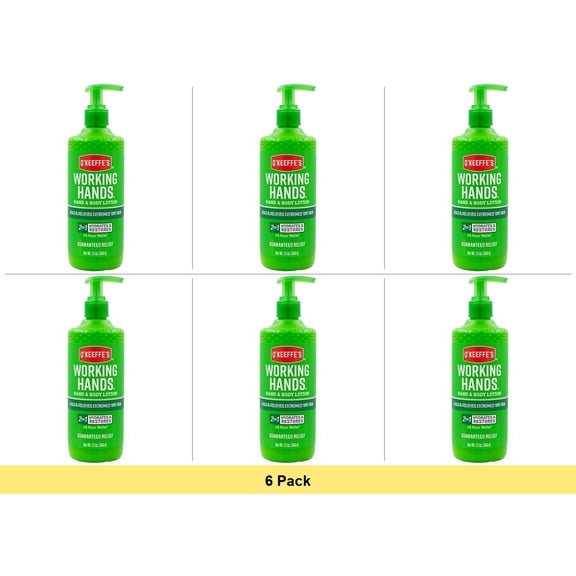 O'Keeffe's Working Hands Hand and Body Lotion, 12oz Pump, Heals & Relieves Extremely Dry Skin - 6 Pack