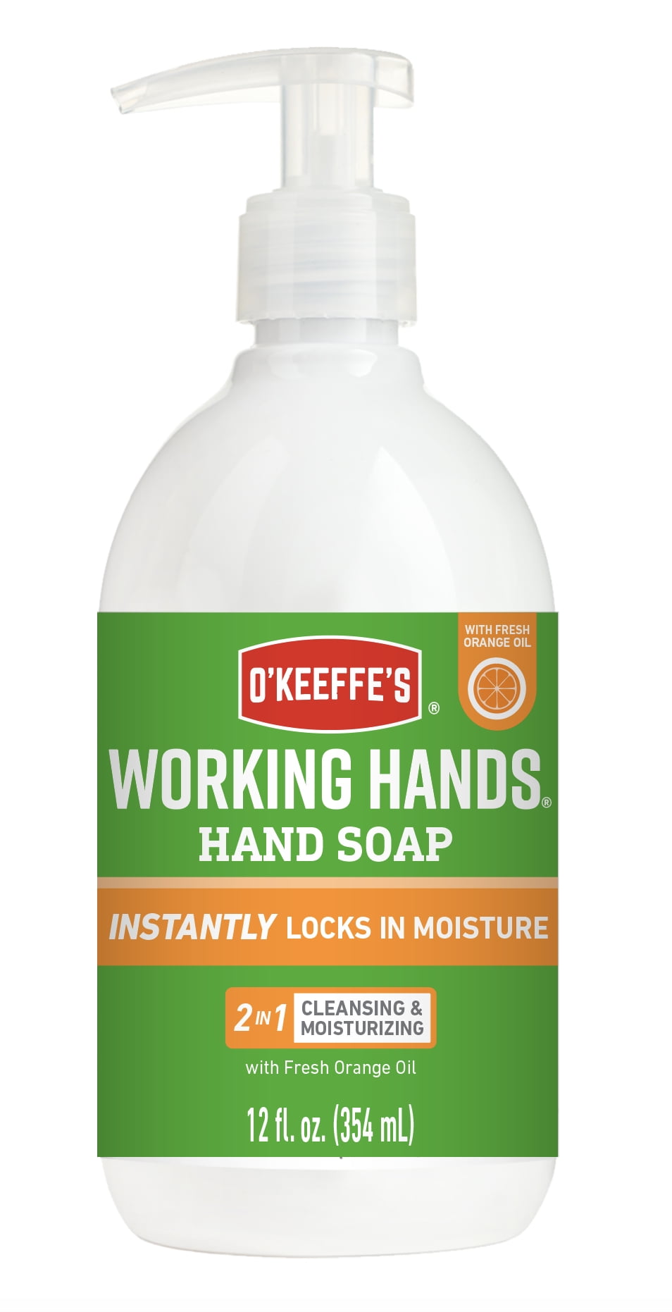 O'Keeffe's Working Hands Moisturizing Liquid Hand Soap, Orange, 12 fl oz Pump