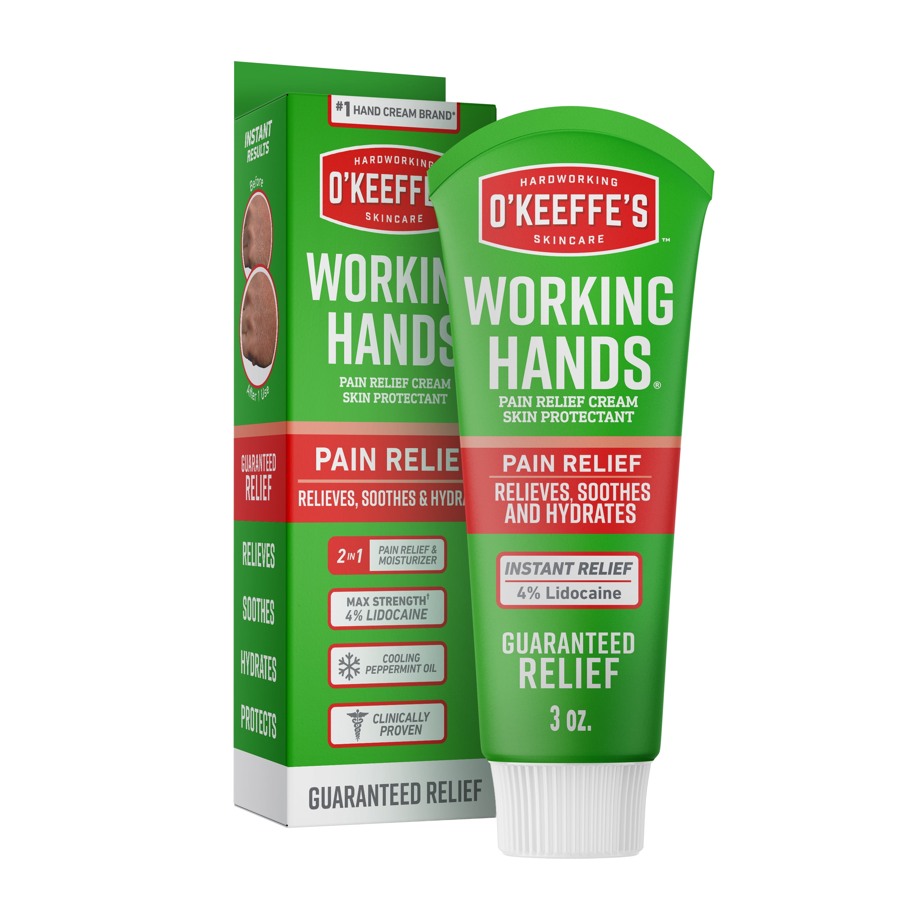 O'Keeffe's Working Hands Lidocaine Pain Relief Cream, Maximum Strength, 3 oz