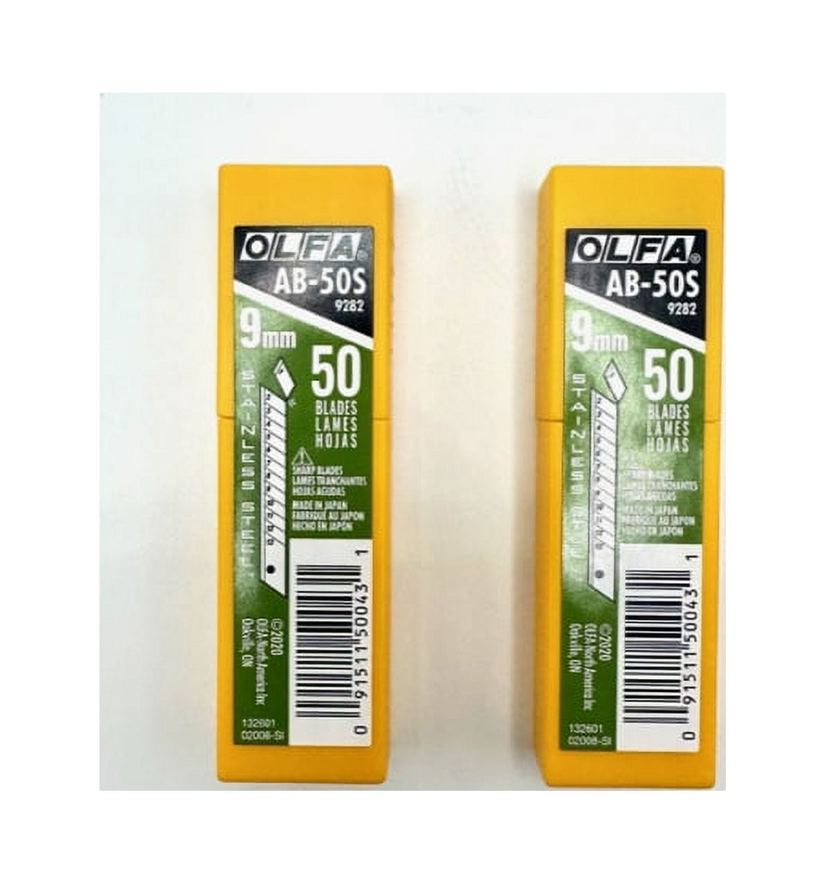 O L F A OLFA 9282 AB-50S 9mm Stainless Steel Snap-Off Blade, 50-Pack (2PACK)