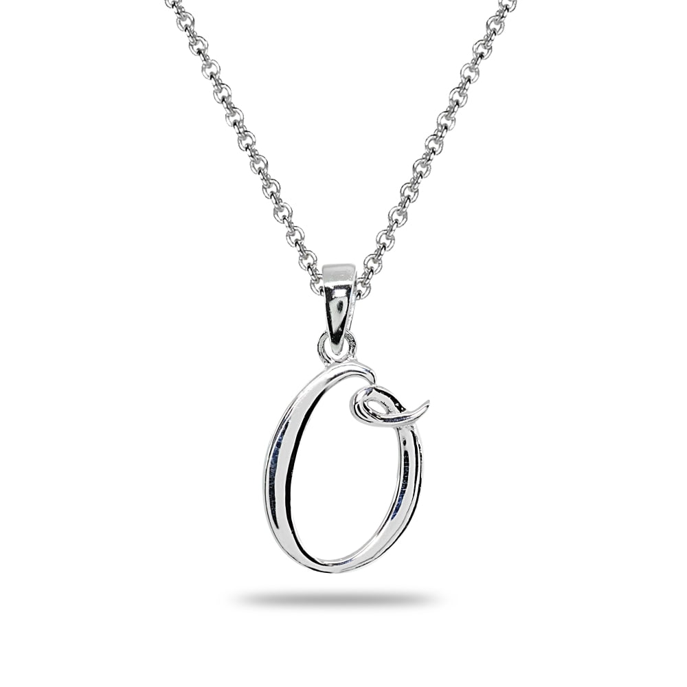 O Letter Initial Alphabet Name Personalized 925 Sterling Silver Pendant Necklace