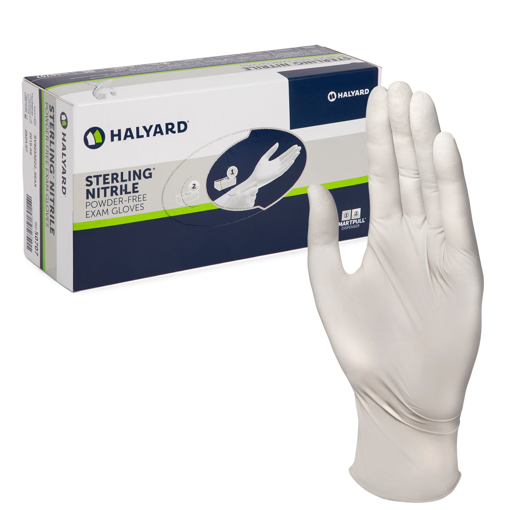 HALYARD Sterling Nitrile Exam Gloves Medium Gray 3.8 Mil, Box of 200, Powder Free Disposable Medical Gloves 9.5 Inch Textured Fingertips
