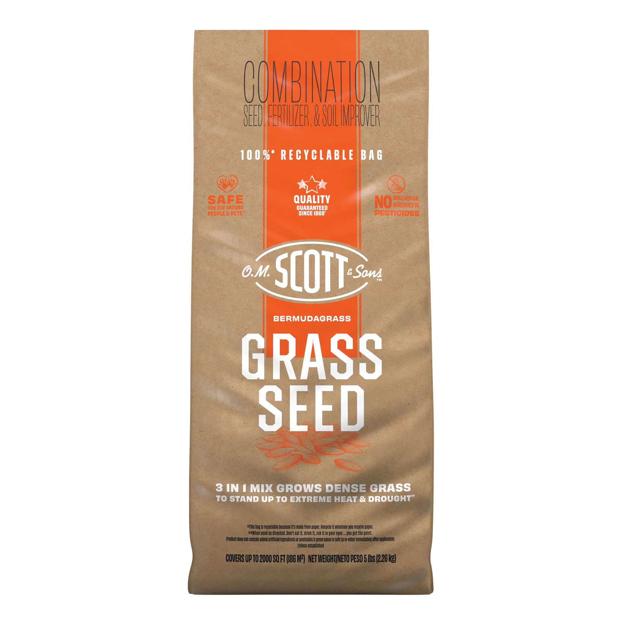 O.M. Scott and Sons Bermudagrass Grass Seed, Contains Fertilizer, 5 lbs.